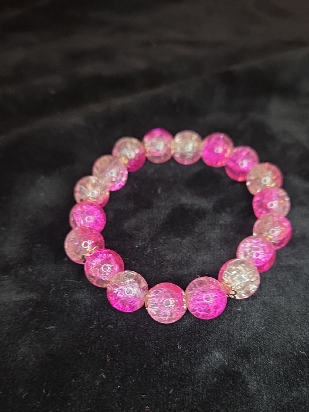 Pink Crackle Glass Beaded Stretch Bracelet - Women's Jewelry
